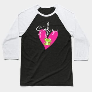 Pink Romantic Heart Stuck on You Baseball T-Shirt